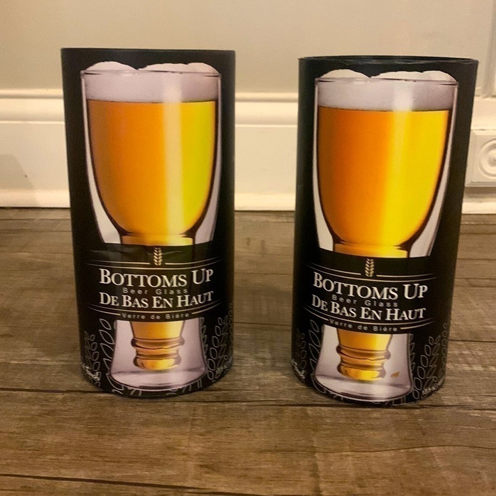 Final Touch Bottoms Up Beer‎ Glass Set of 2